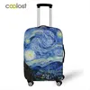 Arte Pintura al óleo Nuevo Poliéster Mujeres Hombres Equipaje Bolsa protectora Dibujos animados Escuela Cubierta Elástica Maleta Cubierta Anti -Dust Trolley Case Cover