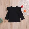 Baby Girls Clothes Kids Falbala Solid T-shirts Ruffle Long Sleeve Tops Cotton Casual Shirts Toddle Boutique Tee Fashion Sports Blouses B6180