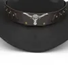 Chapeau de cowboy de style occidental pour hommes et femmes, casquette de cow-girl à large bord avec large ceinture pour Halloween, anniversaire, fête de mascarade de Noël