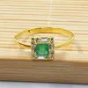 Royal Design Silver Emerald Ring 4 mm * 4 mm Prinses Cut Natural Columbia Emerald Solid 925 Silver Emerald Trouwring voor Vrouw