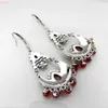 Gros-S925 boucles d'oreilles en argent goutte d'oreille pour les femmes incrustées de grenade rouge glands rétro motif creux thai argent femme boucles d'oreilles 2019