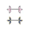 Stainless Steel Nipple Clip Crystal Leaf Flower Nipple Ring Rhinestone Body Piercing Jewelry For Women