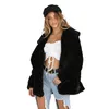 Ny Höst Winter Fleece Faux Fur Jacket Coat Fashion Ladies Kvinnor Långärmad Öppen Fram Vrid ner Krage Ytterkläder 2019