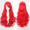 Taille: synthétique réglable Sélectionnez la couleur 80CM Noir Bleu Rouge Blond Brun Foncé Vert Brun Rose Fashion Long Curly Wavy Cosplay Wig