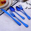 5 pz/set set di posate 6 colori set da tavola posate forchetta coltello cucchiaio set di cucchiaini posate eleganti accessori da cucina