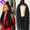 Deep part 360 lace kinky curly Lace Front Wig Pre Plucked black curly synthetic Lace Front Wig For Women Baby Hair