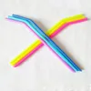 Silicone Straws Colorful 25Cm Bent For Bar Home Food Grade Silicone Straws Reusable Eco-Friendly Drinking Tools FMT2124