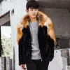 Clobee Homens Coats 2019 Mens Inverno Luxo Brasão Plus Size Mink Faux Fur Engrossar Blusão manga comprida Parka Fox Fur Coats M468