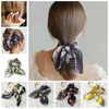 Solid Floral Bow Scrunchie Hair Band Elastic Ties Rope Scarf Accessories Hårtillbehör Hårtillbehör för Braids1299412