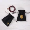 Petit sac de voyage en lin noir pochette en velours bijoux sac à cordon épaissir tissu emballage cadeau sacs perles Bracelet pochette de rangement 2 pcs/lot