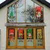 Christmas Fabric Hanging Flags Shop Window Pendant Home Party Room Wall Ornament Outdoor Xmas Santa Claus Decoration Door Flags JK1910