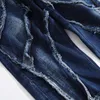 Blue Stitching Men's Jeans Personality Patch Slim Denim Pants Pantalones Para Hombre Vaqueros