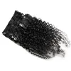 Hair Clip Mänskligt hår 8 stycken / Set Kinky Curly Brazilian Remy Weave Bundles Clip In Human Hair Extensions 10 "-26"