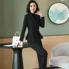 Elegant Red Dark Blue Black Women Pant Suit for Office Lady Two Pieces Set Size S-4XL Scarf Collar Blazer Coat With Pant Set