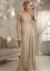 Платье для матери невесты цвета шампанского, большие размеры 2023, шифоновое вечернее платье с короткими рукавами и крестной женихом на свадьбу, новое платье из бисера Lac235r
