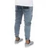 Fashion-Long Designer Mens Jeans Fashion Pockets Slim Light Blue Mens Pencil Pants Mid Waist Mens Trousers