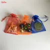 100pcs Organza 선물 가방 보석 저장 파우치 Goodie 포장 Drawstring 가방 크리스마스 웨딩 파티 장식 7ZSH312