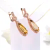 Boucles d'oreilles goutte de citrine en forme de larme de pierres précieuses naturelles en gros en argent sterling 925 bijoux fins en or rose pour femmes BWEI024 Y18110110