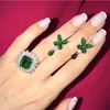 Fashion- 4.5ct Created Emerald Cocktail Ring 100% Real 925 Sterling Silver Rings for Women Fine Jewelry Accessories Fine Jewelry