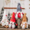 Jul handgjorda svenska gnome Skandinaviska Tomte Santa Nisse Nordic Plush Elf Toy Table Ornament Xmas Tree Decorations W-00323