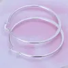 Orecchino piatto in argento sterling placcato Dimensioni DJSE43 Diametro 5,5 cm; Orecchino per gioielli Hoop Huggie in argento 925 da donna nuovo di zecca