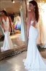 Seksi Ucuz Denizkızı Gelinlik Modelleri Derin V Yaka Saten Pileleri Backless Sweep Tren Resmi elbise Abiye Giyim vestidos de Noiva ogstuff