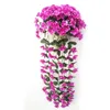 Dekorativa blommor kransar violetta konstgjorda blommor simulering vägg hängande korg orkidé falska siden vinrankor1225f