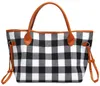 Bolso a cuadros de búfalo rojo y negroTweed Blanks Christmas Plaid Tote Gift Travel Totes