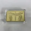 100 sztuk Dziesięć komendantów Monety Religijne Jezus na Cross Gold Plated Ingot Odznaka 50 mm x 28 mm Dekoracja domu Kolekcjonerska Souvenir Moneta