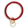 New popular trendy fashion ins designer cute lovely glittering leather bangle bracelet for woman with keychain