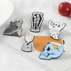 Tu vida reloj de arena alfileres esmaltados esqueleto fantasma pecera calavera insignia broche bolso camisa vaquera Pin de solapa gato gótico regalo de joyería