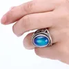 New Design Antique Silver Plated Color Change Mood Stone Ring Size 7 8 9 for Womens Gift