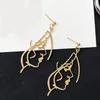 Girls Multiple Choice Earrings Retro Metal Alloy Fashion Abstract Hollow Out Dangle Earrings New earring Face