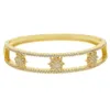 Wholesale-gift cz star burst bangle bracelet for women gold plated micro pave cubic zirconia open cuff bangles fashion jewelry
