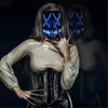 Masque LED effrayant, Costume de Cosplay d'halloween pour les fêtes de festival, bleu