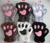 Mujeres Lindo gato Claw Paw Mittens Mittens cálidos suaves suaves cortos sin dedo oso esponjoso gato guantes de invierno tácticos 14 colores