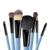 Faça 7pcs cabelo macio cabra-se Brushes Set Pó Foundation Blush face Kabuki Escova Sombra lábio sobrancelha cosméticos escova cabo de madeira Tools