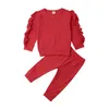 Ubrania dla dzieci Dzieci Wzburzyć Zestawy Odzież Chłopcy Dziewczyny Z Długim Rękawem Top Spodnie Garnitury Dzieci Solidna Bawełniana Odzież Odzież Odzież Odzież Odzież B959