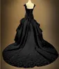 Dernière arrivée noir 2021 grande taille robe de bal gothique robes de mariée chérie appliques dentelle perlée dos nu Vintage Bridal219A