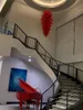 Moderne mundgeblasene rote Glas-Kronleuchter, Hängelampen, große Treppen-Spiral-Kristall-Kronleuchter im Angebot