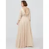 Champagne clair mère de la mariée robes de grande taille robes de soirée une ligne 3/4 à manches longues robe d'invité de mariage