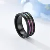 Rostfritt stål Rainbow Ring Band Finger Black Groove Rings Fashiono Jewelry for Women Män Will and Sandy