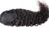 Длинные волнистые шнурок хвост человеческих кукурузы волна хвост расширение свободные глубокая волна хвост шиньоны для женщин темно-коричневый(140г #2