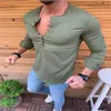 Slim Mężczyźni Muscle Casual Sukienka Koszule Z Długim Rękawem Formalny Top Nowy