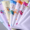 Klassieke hanky zachte bloemen zakdoeken katoen afdrukken hand handdoek halve maan rand vrouwen zakken vierkante zakdoek bruiloft geschenken 30 * 30cm