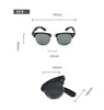 Unisex, faltbar, klassische Sonnenbrille, faltbar, mit Metallrahmen, tragbar, Anti-UV-Brille, mit Brillenetui, Schwarz