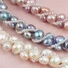 Ashiqi Real Natural Freshwater Pearl Handgjorda smycken sätter mer 4 färger Halsband Örhängen Armband för kvinnor Bridal Gift