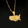 USA America Map Necklace Pendant For Women 24k Gold Color Jewelry Love United States Flag Map EuroMerican3852293