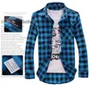 Fashion Men Vintage Shirts Plaid Check Long Sleeve Shirt Slim Fit Shirts for Men High Quality Men's Clothing Shirts M-2XL