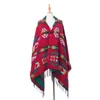 6 stijlen Halloween Bohemian Wool Blend Hooded Deken Mantel Hoorn Gesp Nationale Wind Kaap Wraps Lady Etnische Stijl Tassel Poncho Sjaal M145